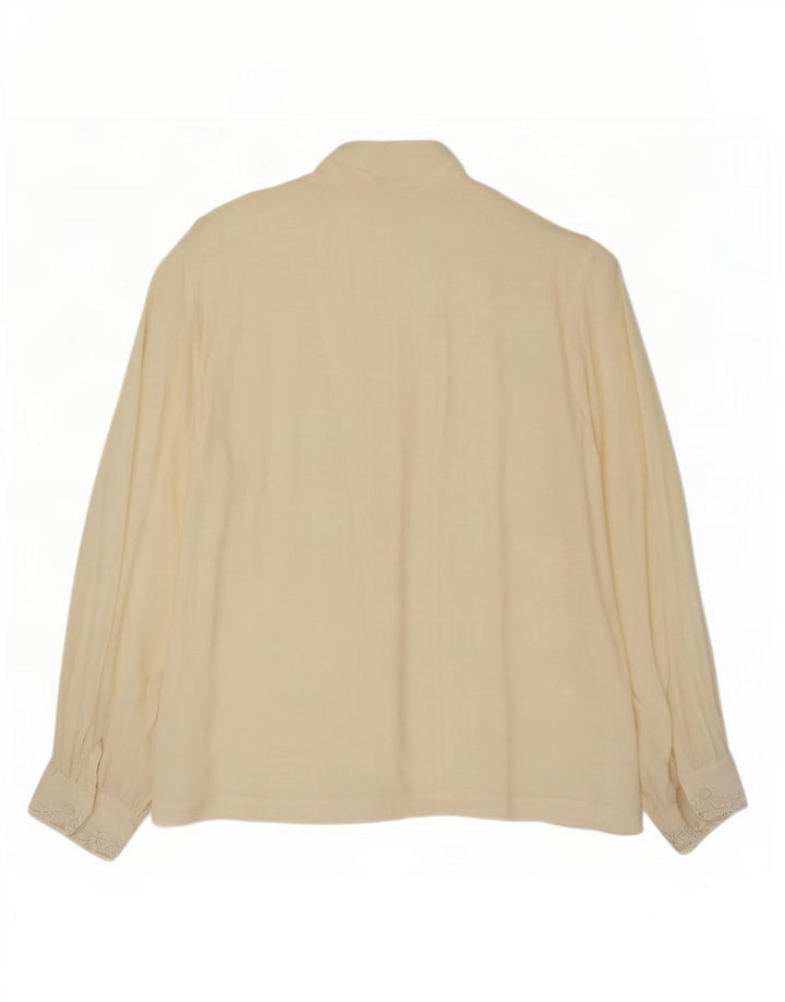 Camicetta camicia vintage da donna IT 42 Seta floreale media bianco sporco
