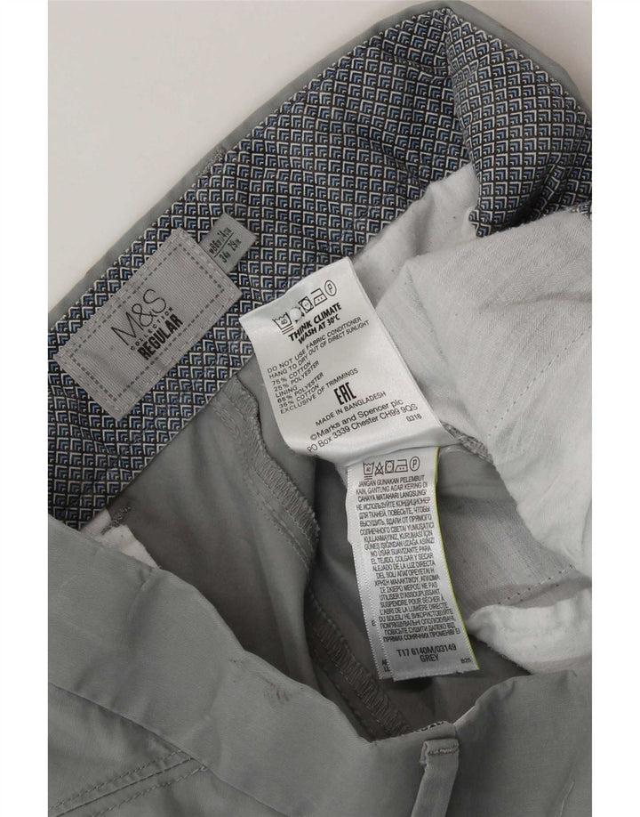 Pantaloni chino regolari da uomo Marks & Spencer W34 L29 cotone grigio