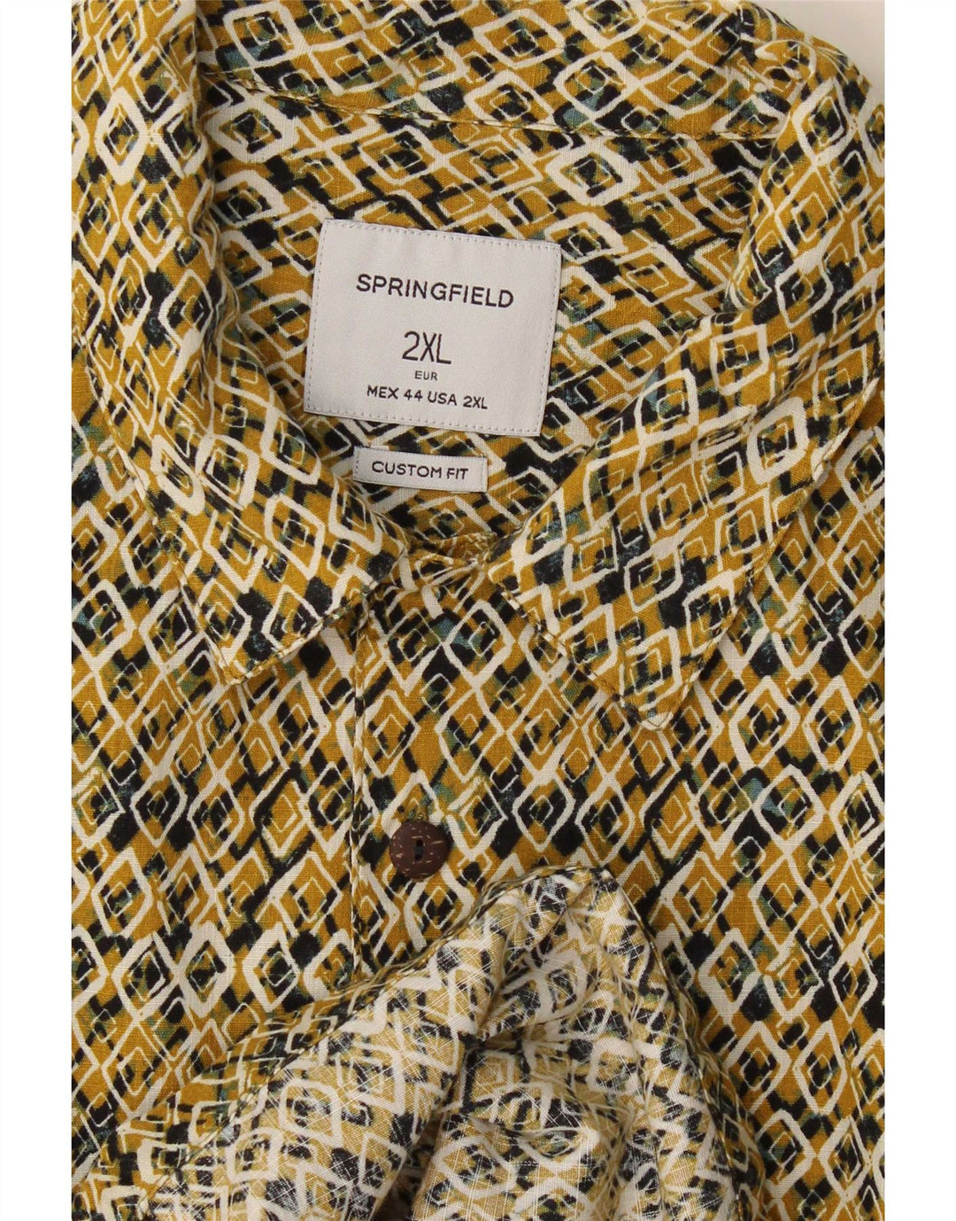 Camicia Springfield da uomo a maniche corte su misura 2XL Giallo geometrico