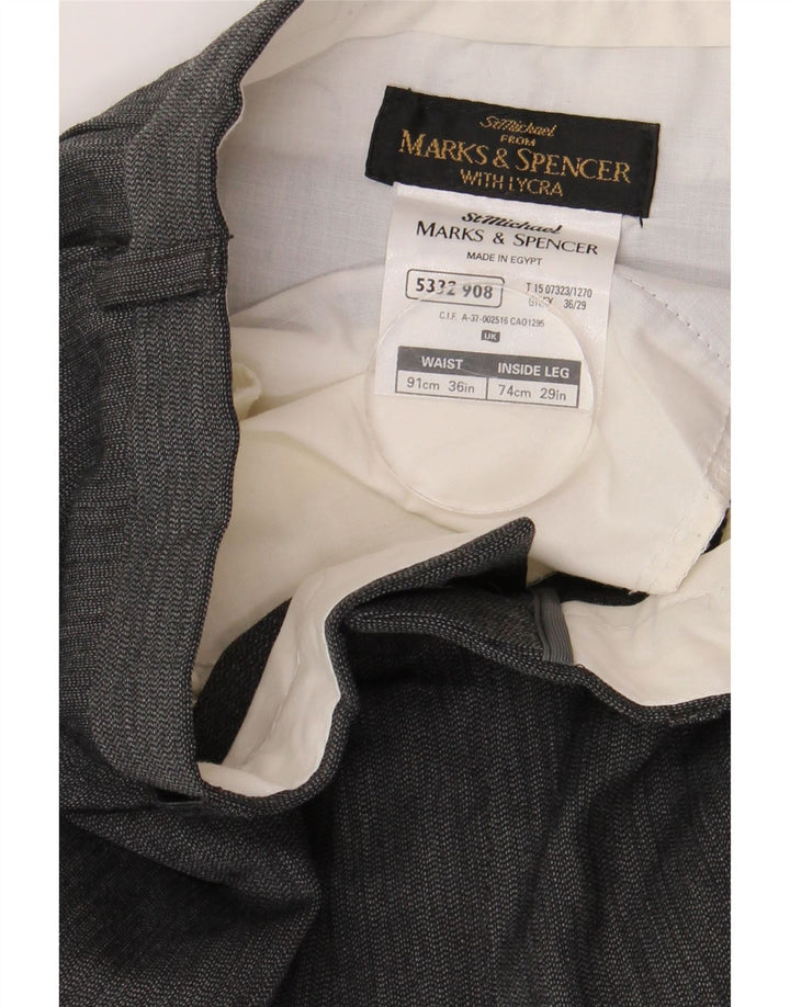 MARKS & SPENCER Pantaloni chino dritti da uomo W36 L29 Poliestere grigio