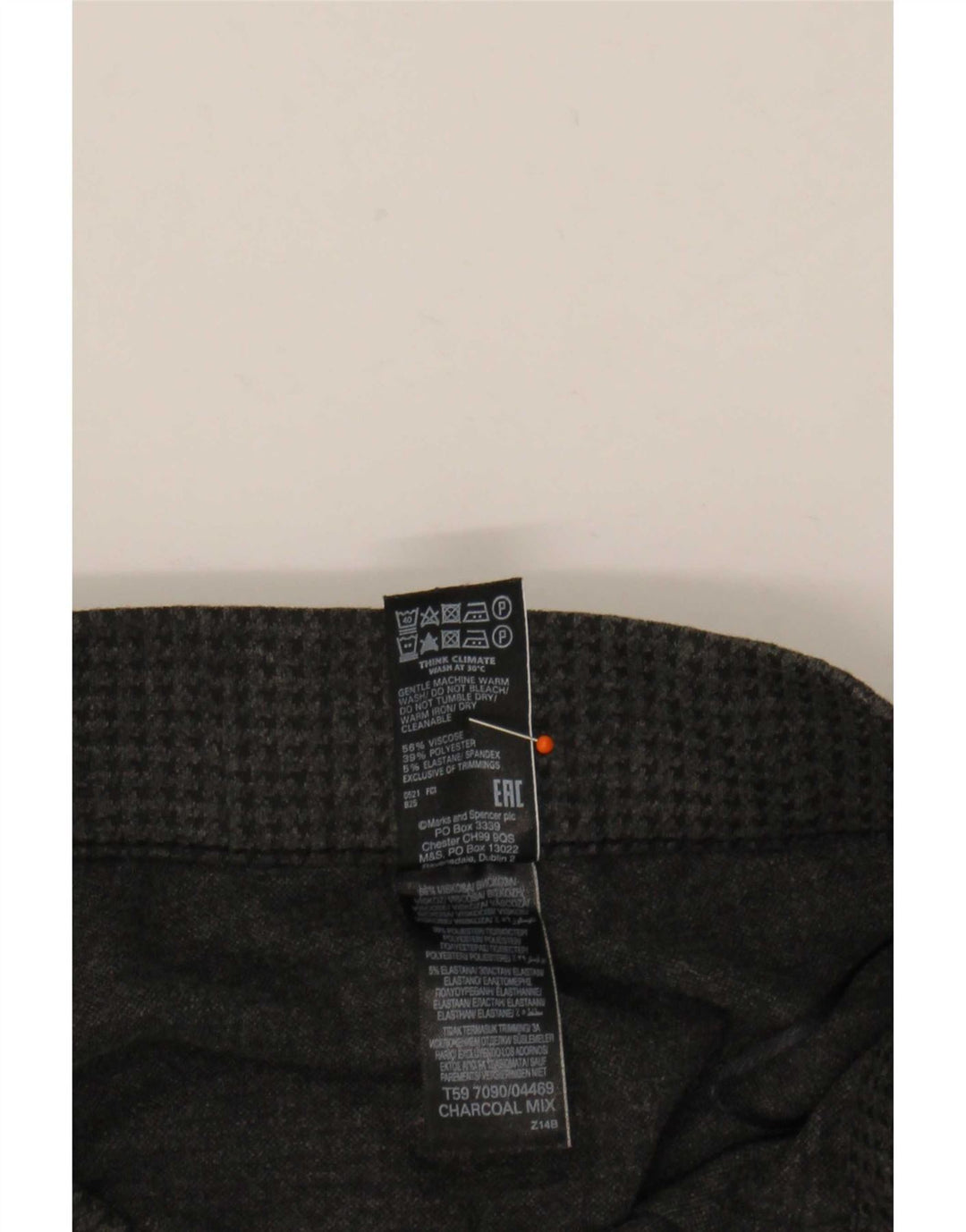 Pantaloni slim da donna Marks & Spencer UK 16 Large W32 L27 Pied de poule grigio