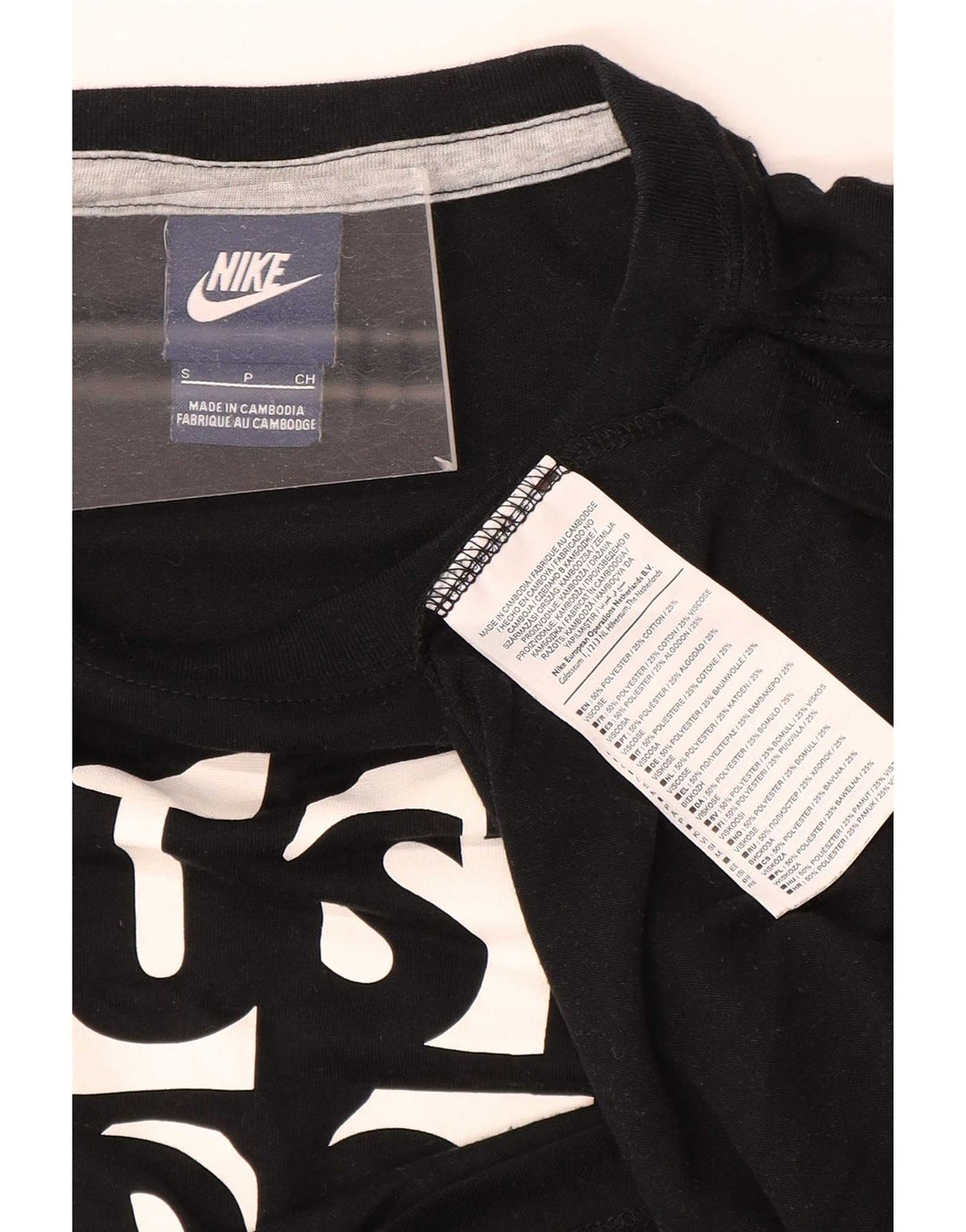 Nike - T-shirt grafica oversize corta da donna, taglia UK 10, piccola, in poliestere nero