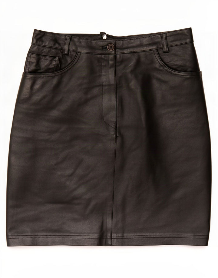 Gonna in pelle vintage da donna media W28 nera