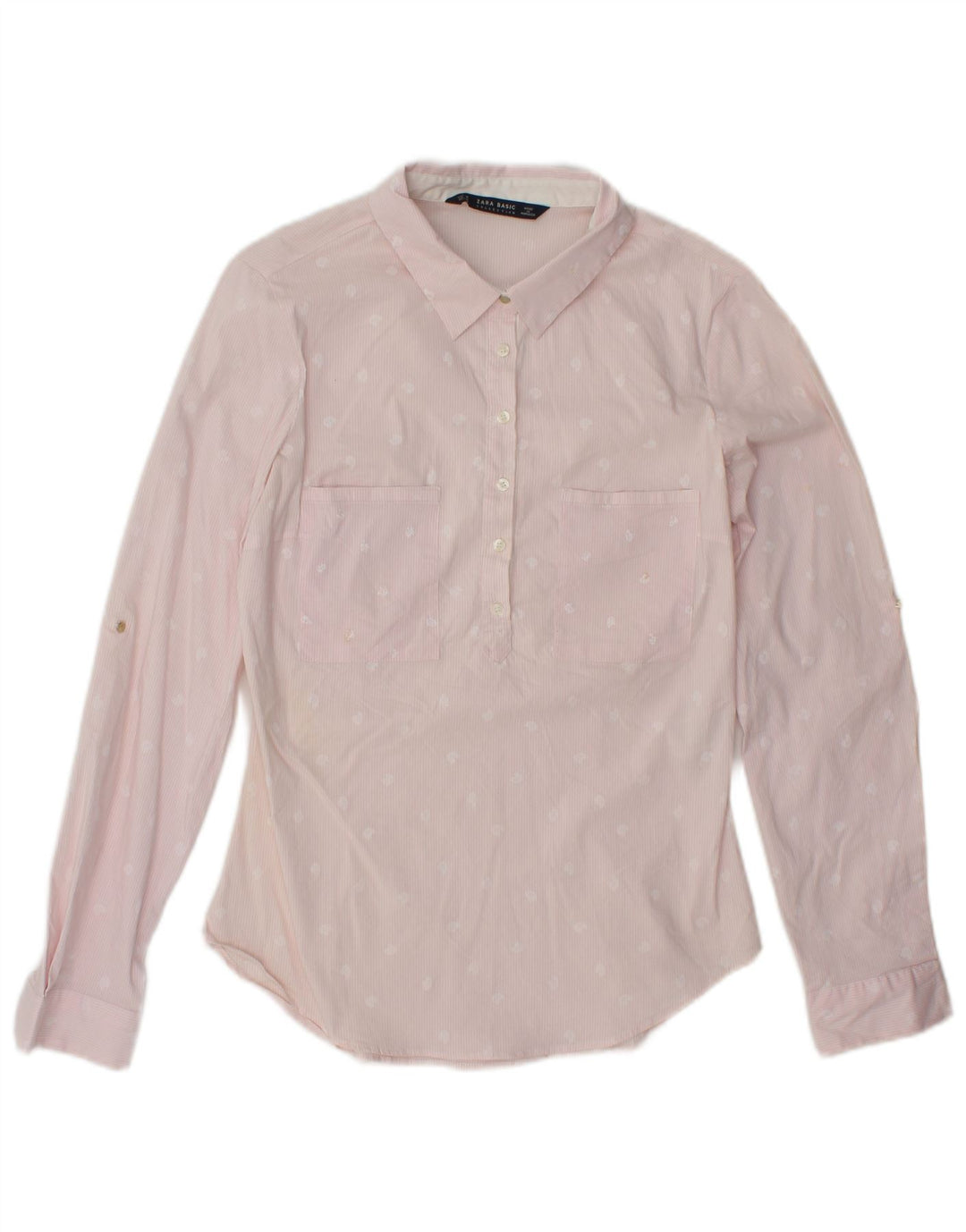 Maglia pullover a maniche lunghe da donna Zara UK 12 Cotone Paisley rosa medio