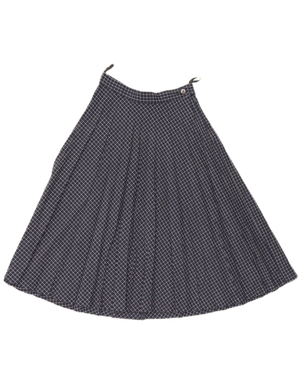 Gonna a trapezio da donna vintage W25 XS blu navy a quadri
