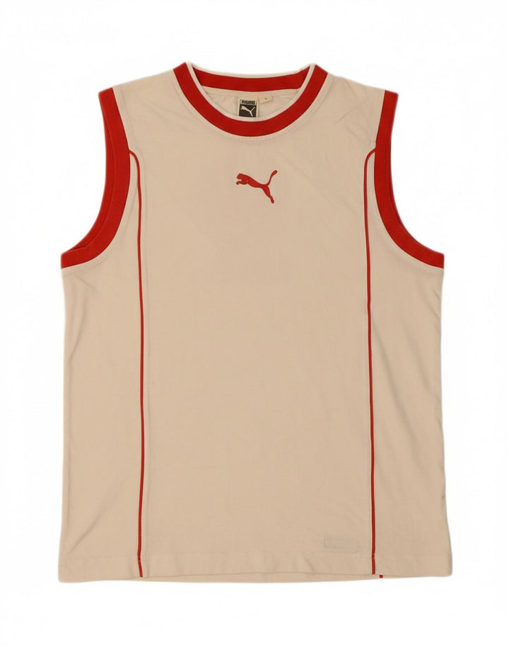 PUMA Womens Graphic Vest Top UK 16 Large Beige Colourblock