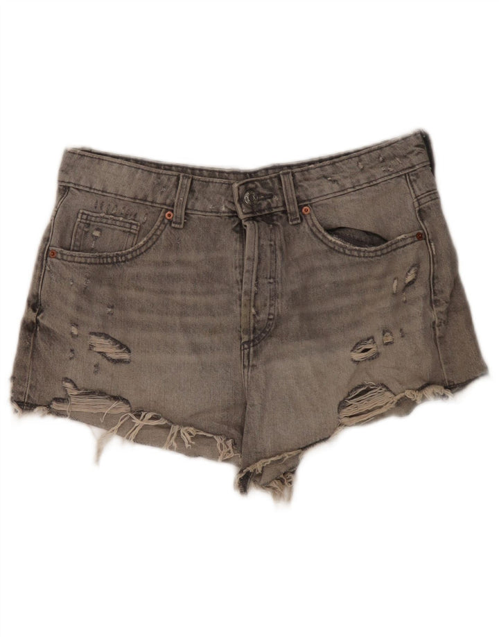 Pantaloni caldi da donna in denim effetto invecchiato Zara EU 40 medio W30 cotone grigio
