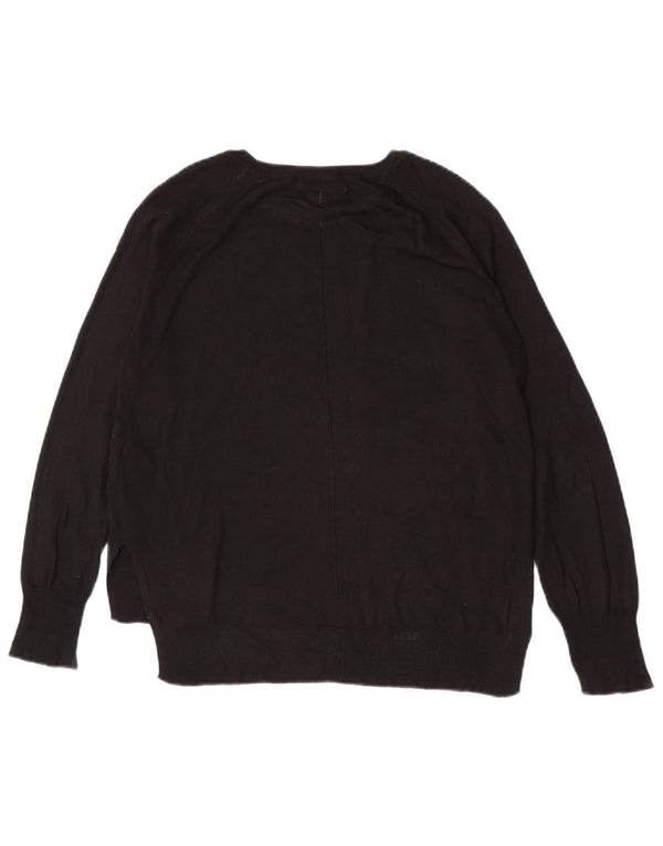 Zara Womens Crew Neck Jumper Sweater UK 16 Large Black Viscose