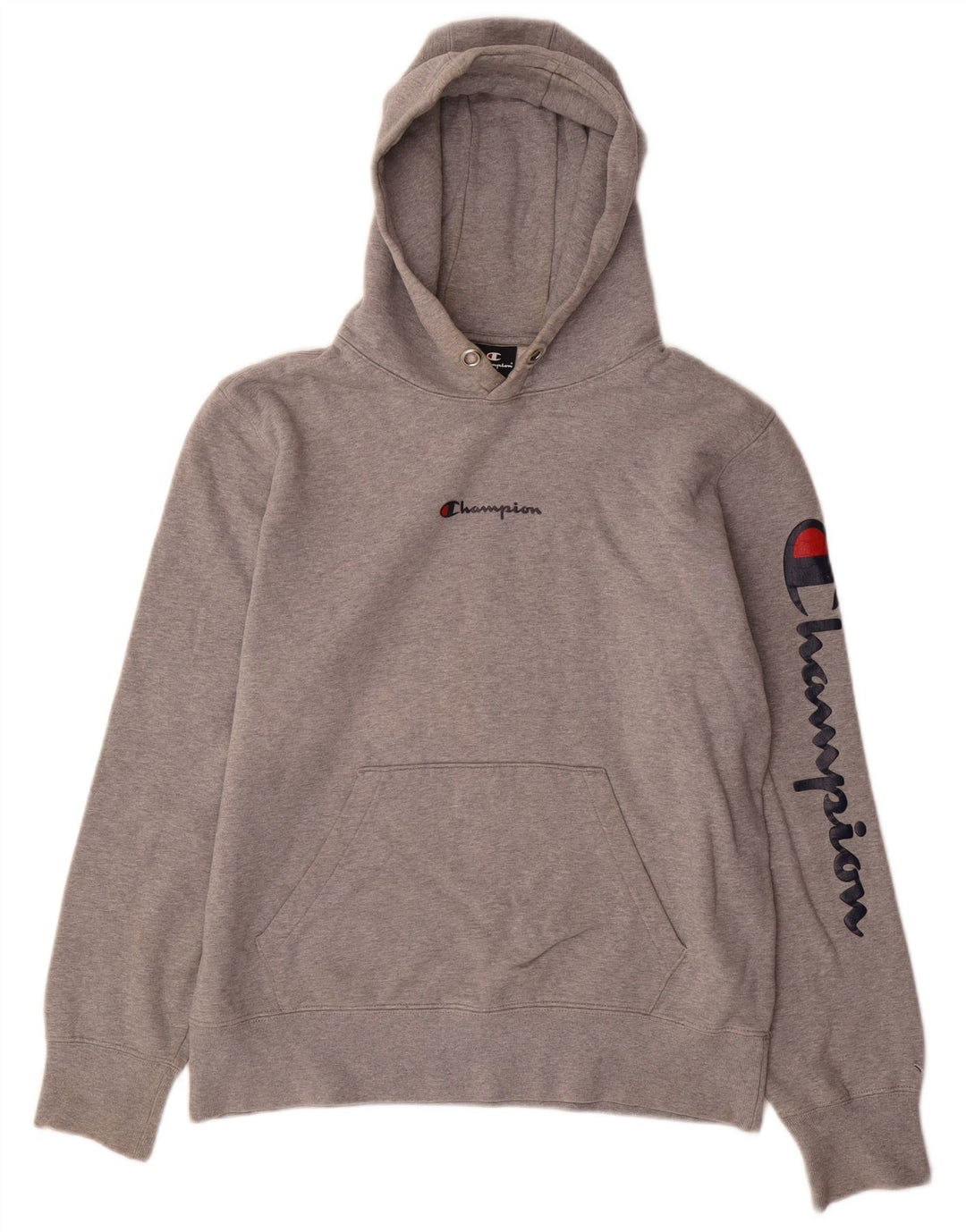 Maglione con cappuccio grafico da uomo Champion grande in cotone grigio