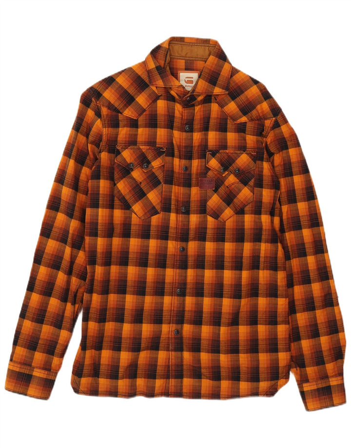 Camicia da uomo G-Star in cotone a quadri arancione medio