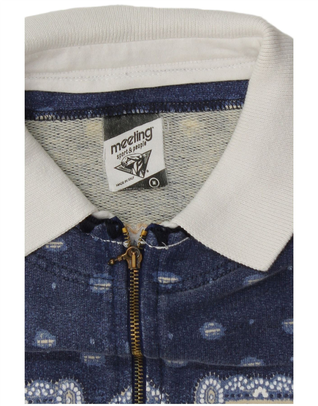 Felpa da uomo con collo alto Meeting, maglione patchwork blu medio