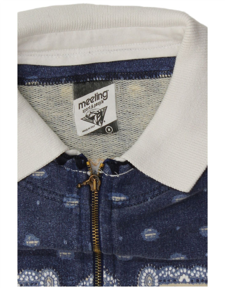 Felpa da uomo con collo alto Meeting, maglione patchwork blu medio