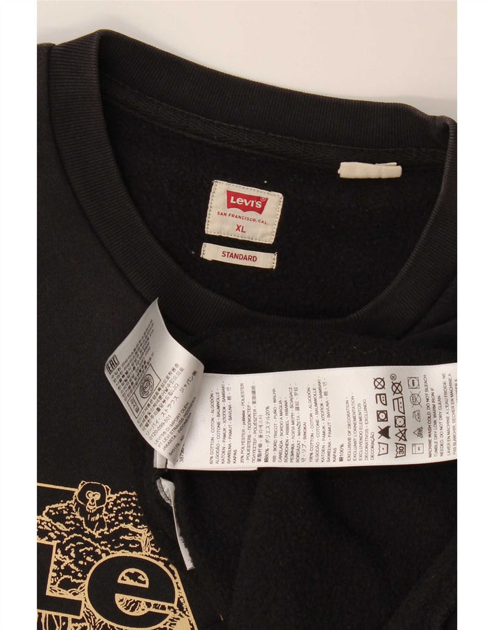 Felpa Levi's da uomo con vestibilità grafica standard, maglione XL, cotone nero
