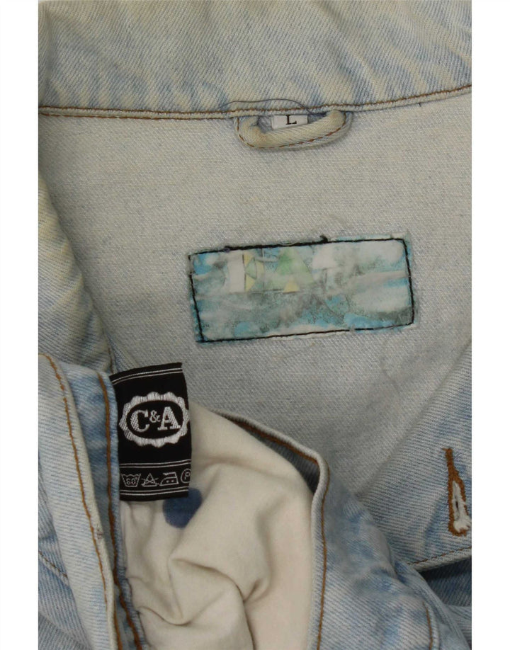C&A Giacca di Jeans Oversize Crop da Donna UK 16 Large Blu Cotone