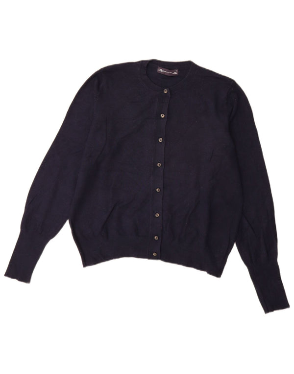 Marks & Spencer Womens Cardigan Sweater UK 14 Large Navy Blue Viscose
