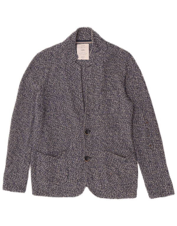 Giacca blazer a 2 bottoni lavorata a maglia da bambino Zara 13-14 anni in cotone screziato blu