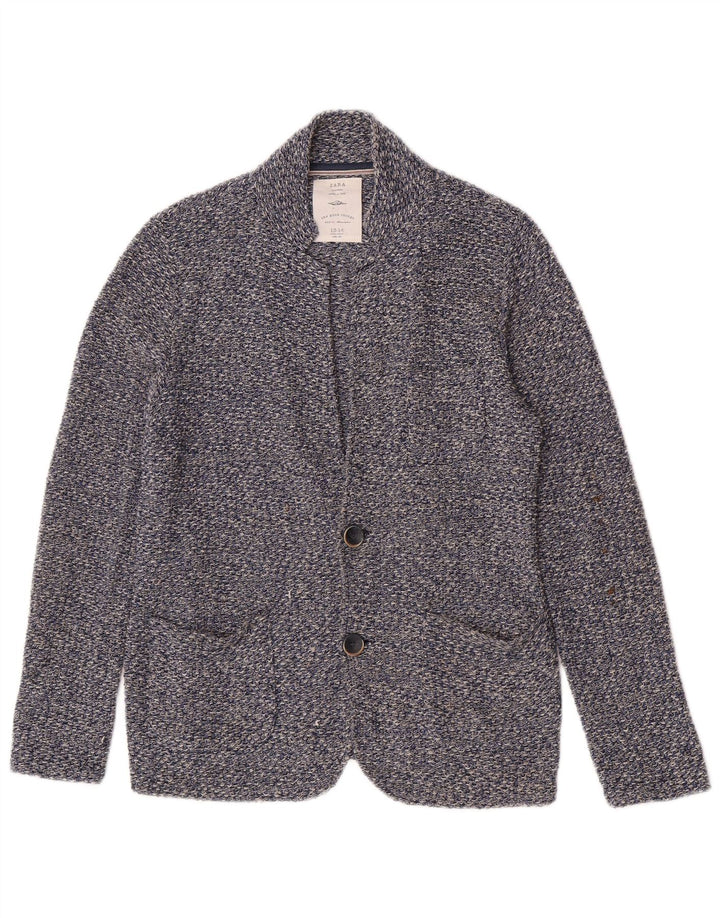 Giacca blazer a 2 bottoni lavorata a maglia da bambino Zara 13-14 anni in cotone screziato blu