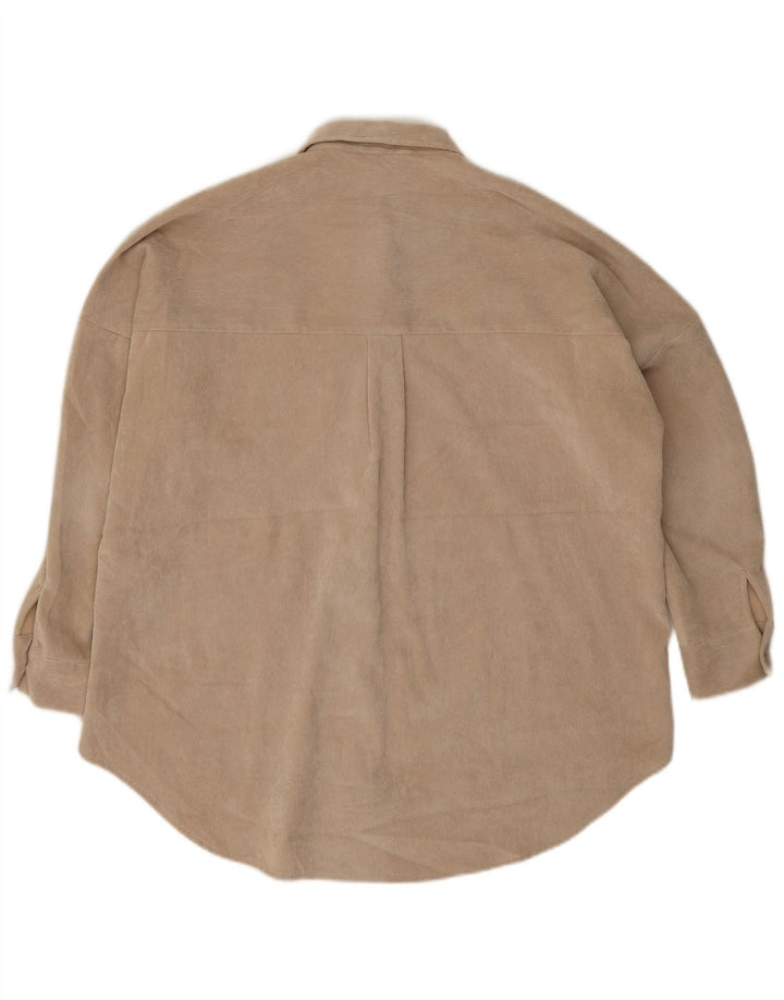 Camicia da donna oversize in velluto a coste Zara UK 10 piccola in poliestere beige