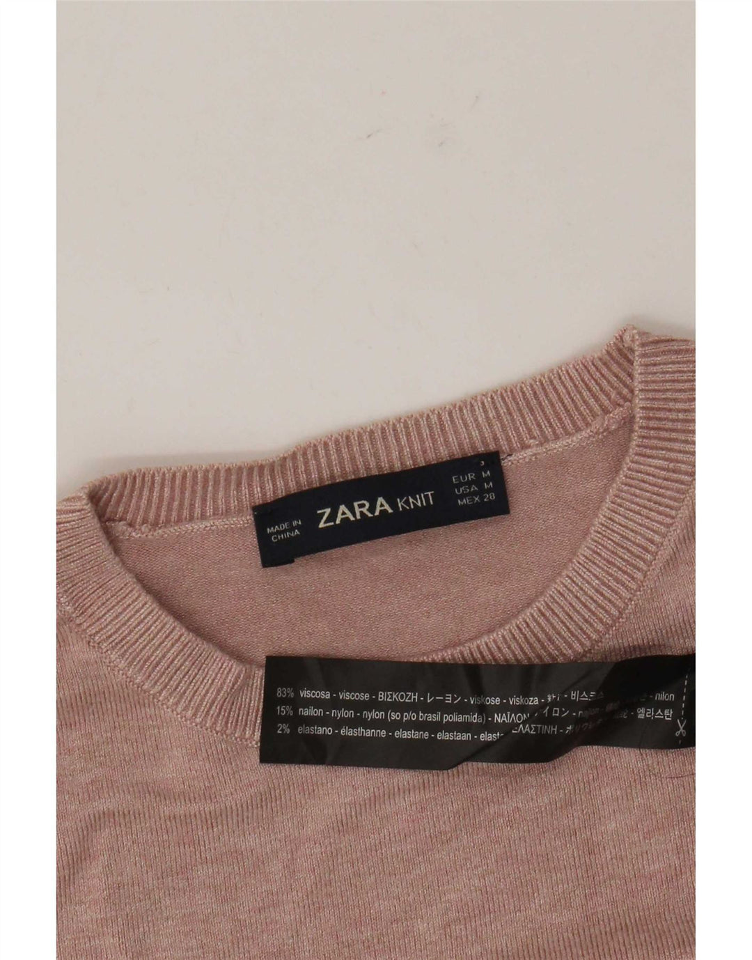 Maglione maglione girocollo da donna Zara UK 12 Viscosa rosa medio