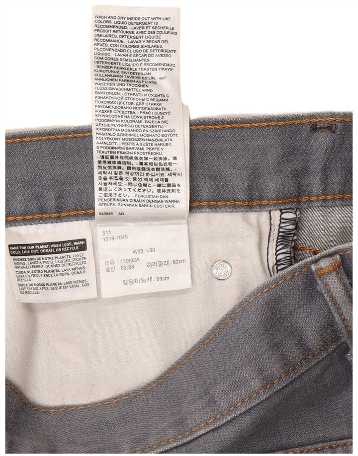 Levi's Uomo 511 Jeans slim affusolati W32 L30 Cotone grigio