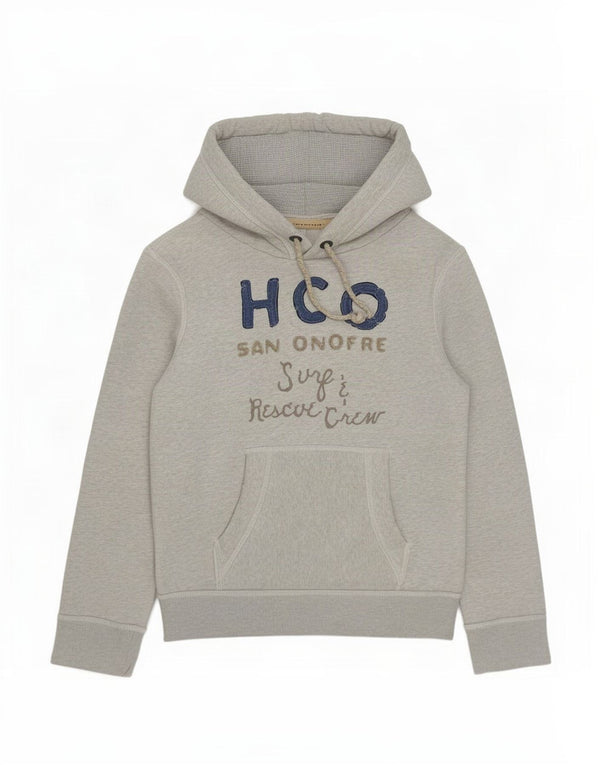 Maglione con cappuccio grafico da uomo Hollister Small in cotone chiazzato grigio