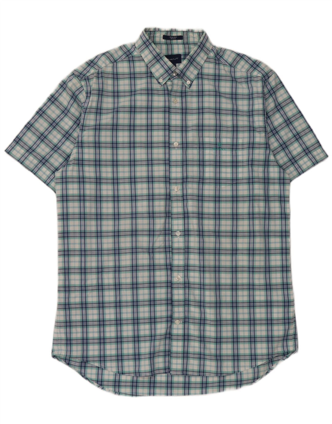 Gap Camicia da uomo a maniche corte vestibilità regolare taglia 41/42 grande cotone a quadri blu