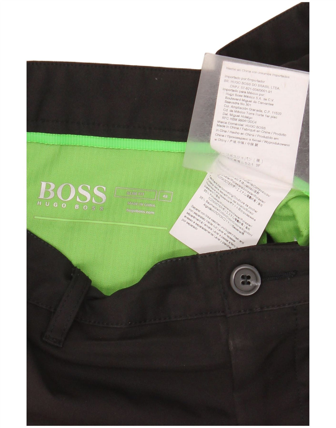 Pantaloni chino slim fit da uomo Hugo Boss IT 48 medio W34 L32 poliestere nero