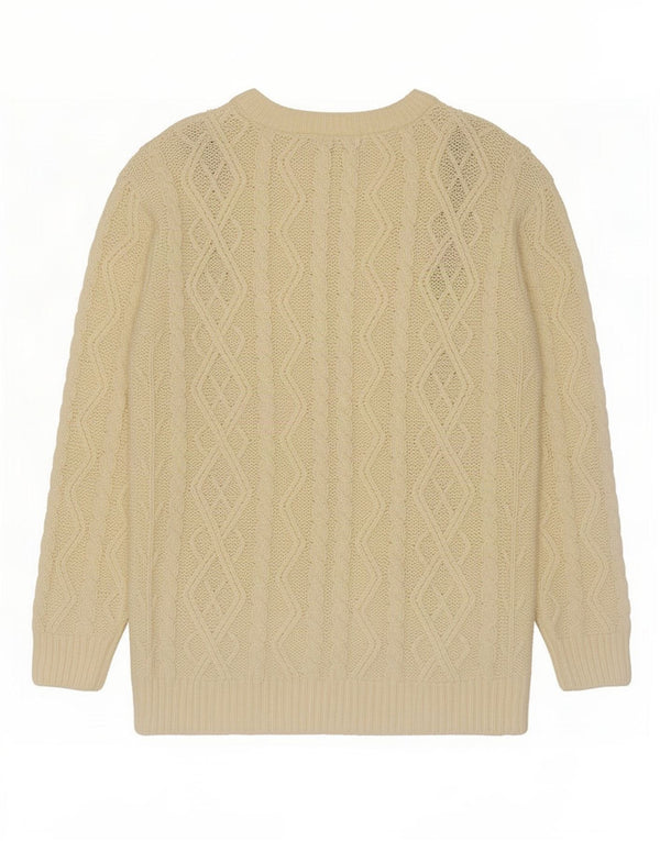 Maglione maglione con scollo a barca da donna Avant Garde UK 14 medio bianco sporco floreale