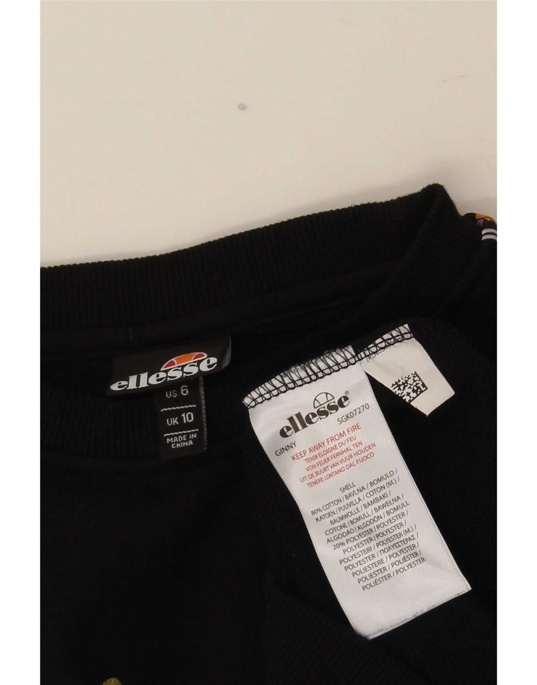 Ellesse, felpa oversize con grafica da donna, maglione, UK 10, piccola, cotone nero