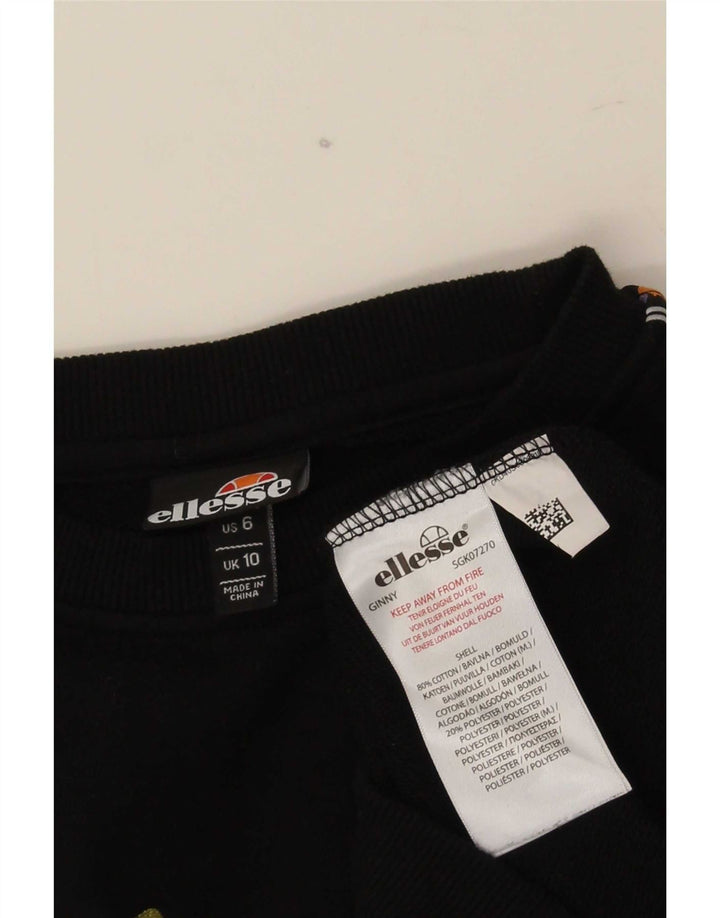 Ellesse, felpa oversize con grafica da donna, maglione, UK 10, piccola, cotone nero