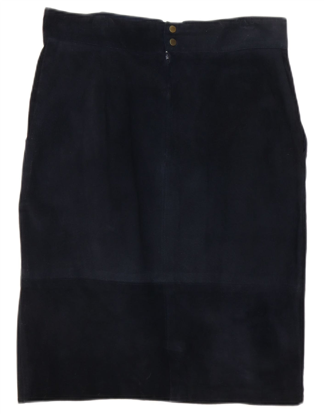 Gonna dritta vintage da donna in pelle scamosciata W30 blu navy medio
