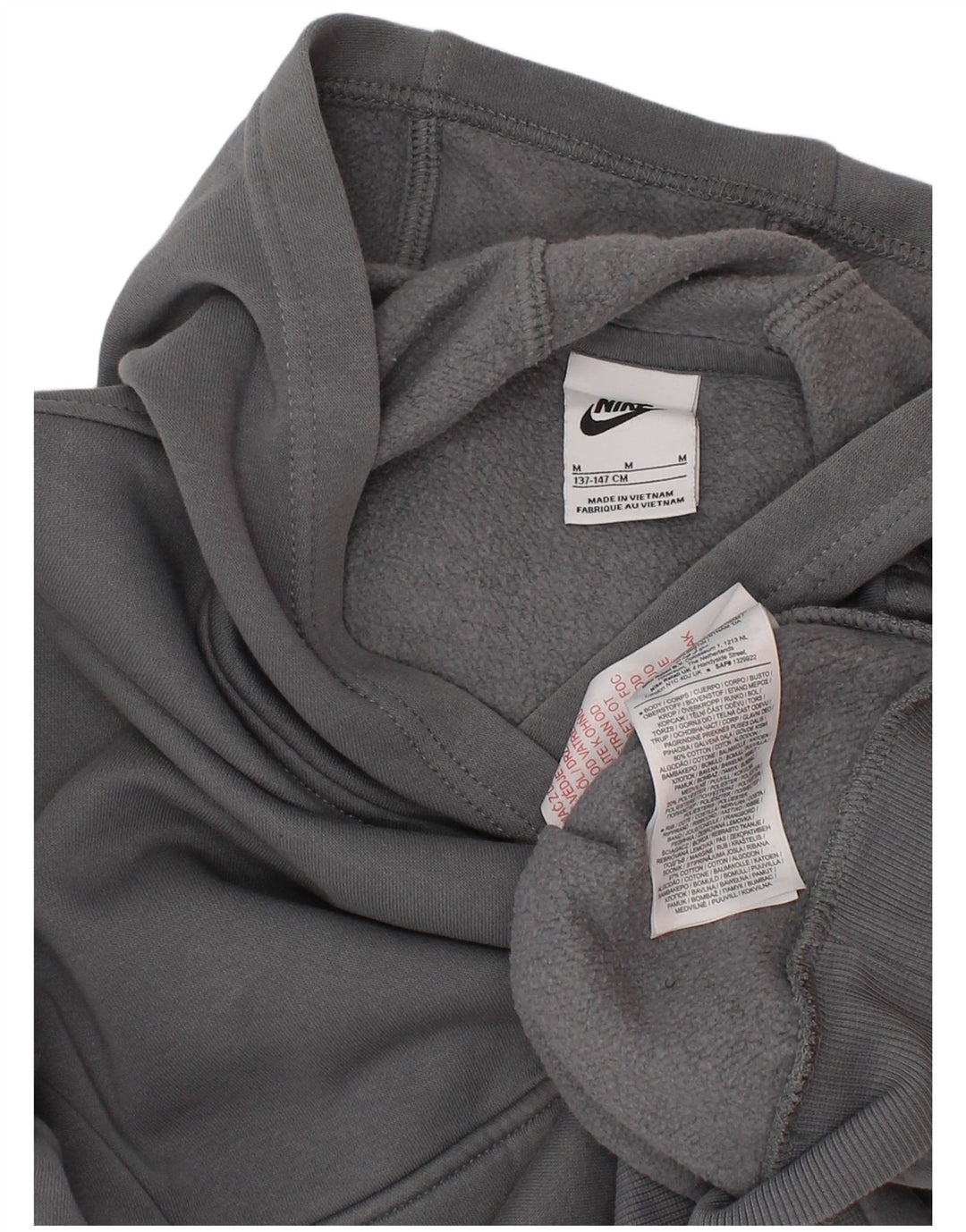 Felpa con cappuccio grafica Nike da bambino 10-11 anni in cotone grigio medio