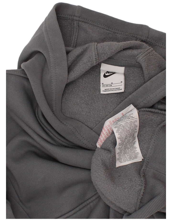 Felpa con cappuccio grafica Nike da bambino 10-11 anni in cotone grigio medio