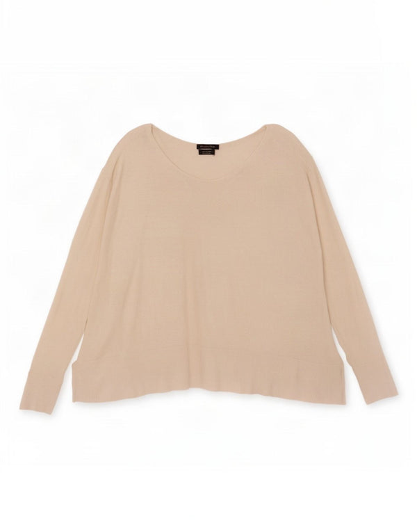 Massimo Dutti Maglione da donna corto con scollo a V UK 16 Grande seta bianco sporco