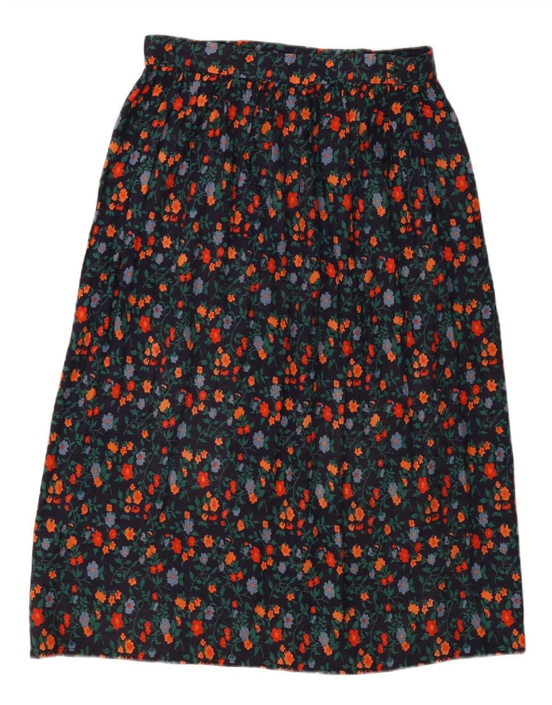 VINTAGE Womens A-Line Skirt W30 Medium  Navy Blue Floral
