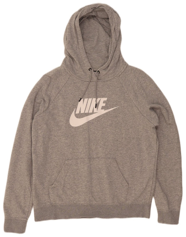 Felpa con cappuccio grafica da donna Nike UK 14 cotone screziato grigio medio