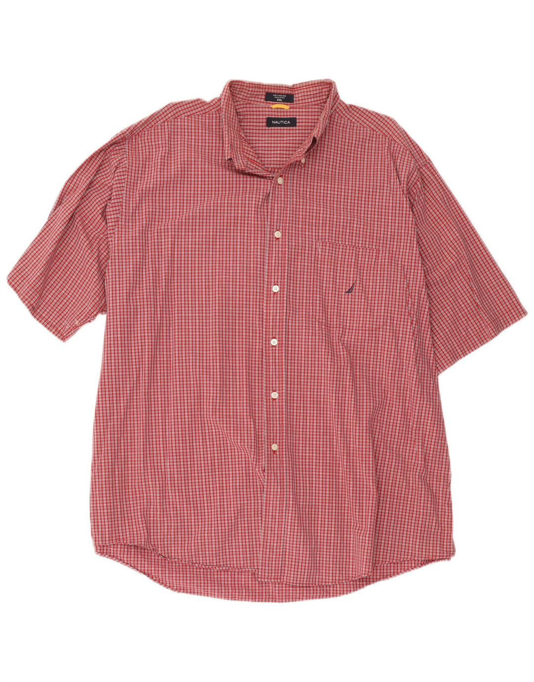 Camicia a maniche corte da uomo Nautica 2XL in cotone a quadri rossi