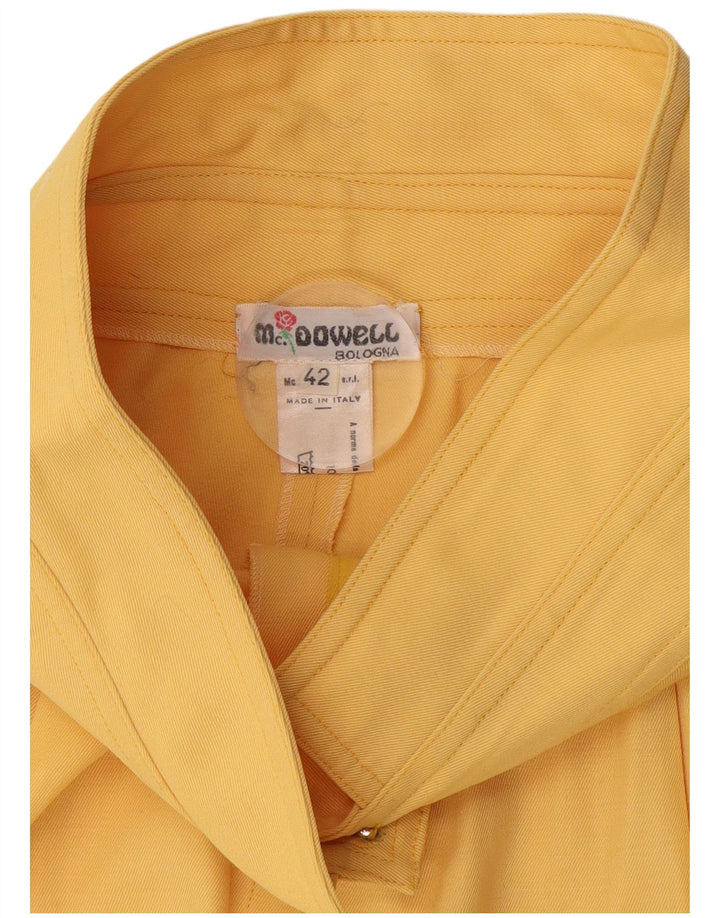 Pantaloni da abito vintage da donna a vita alta con pegging IT 42 medio W28 L32 giallo