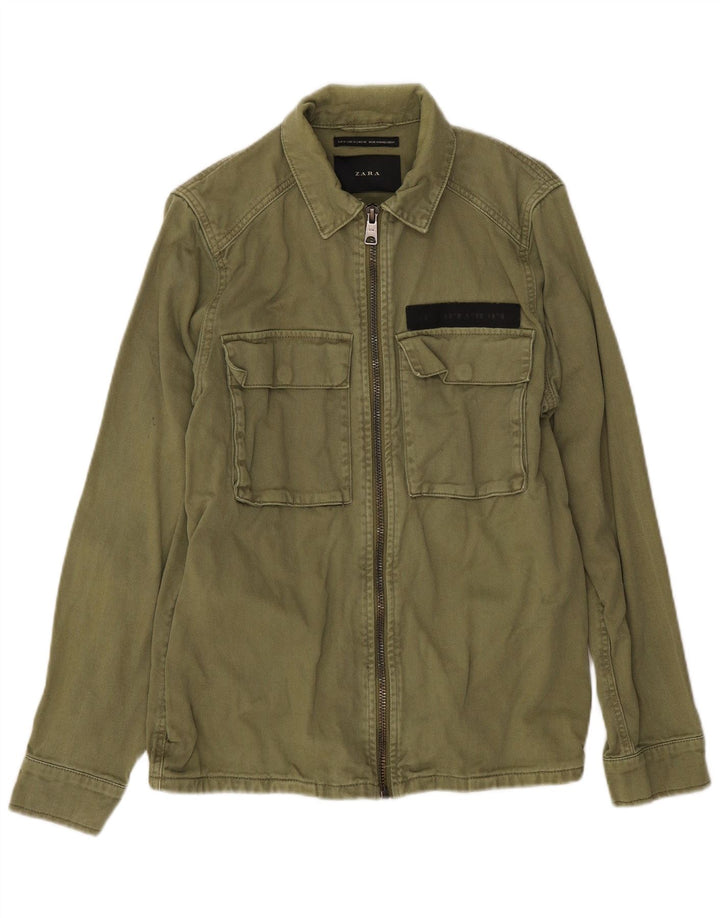 Giubbotto bomber da uomo Zara UK 38 cotone verde medio