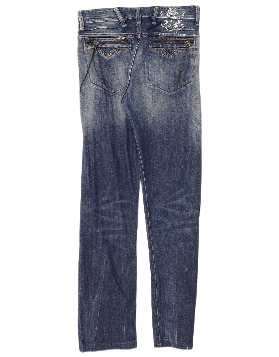 Replay Jeans dritti con grafica da donna W29 L30 in cotone blu
