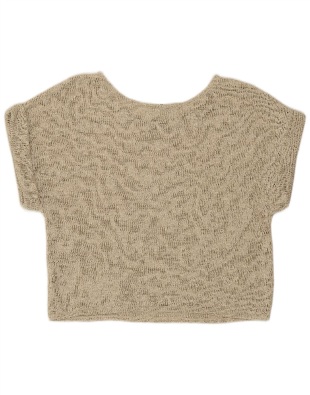 Top corto in maglia Zara da donna, taglia UK 16, grande, beige