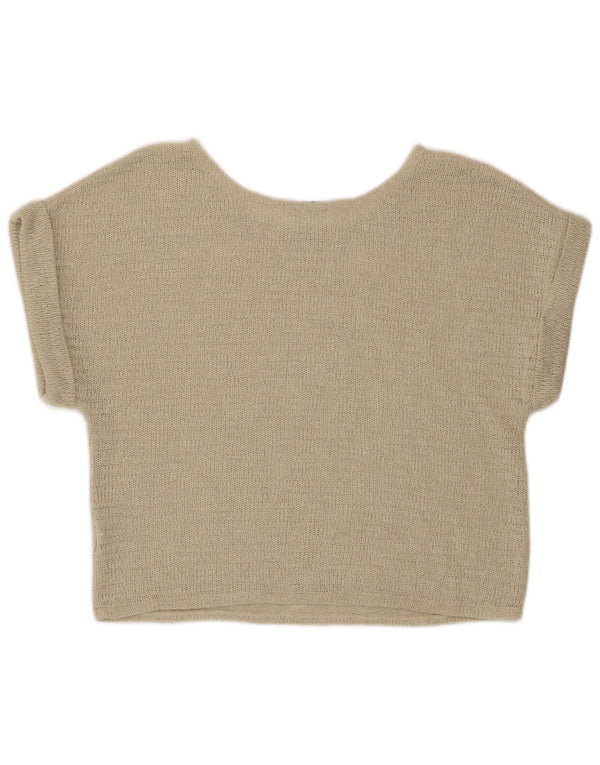 Top corto in maglia Zara da donna, taglia UK 16, grande, beige