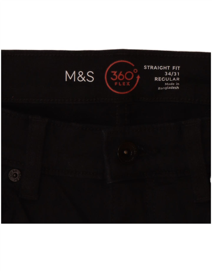 Jeans dritti regolari da uomo Marks & Spencer W34 L31 cotone nero