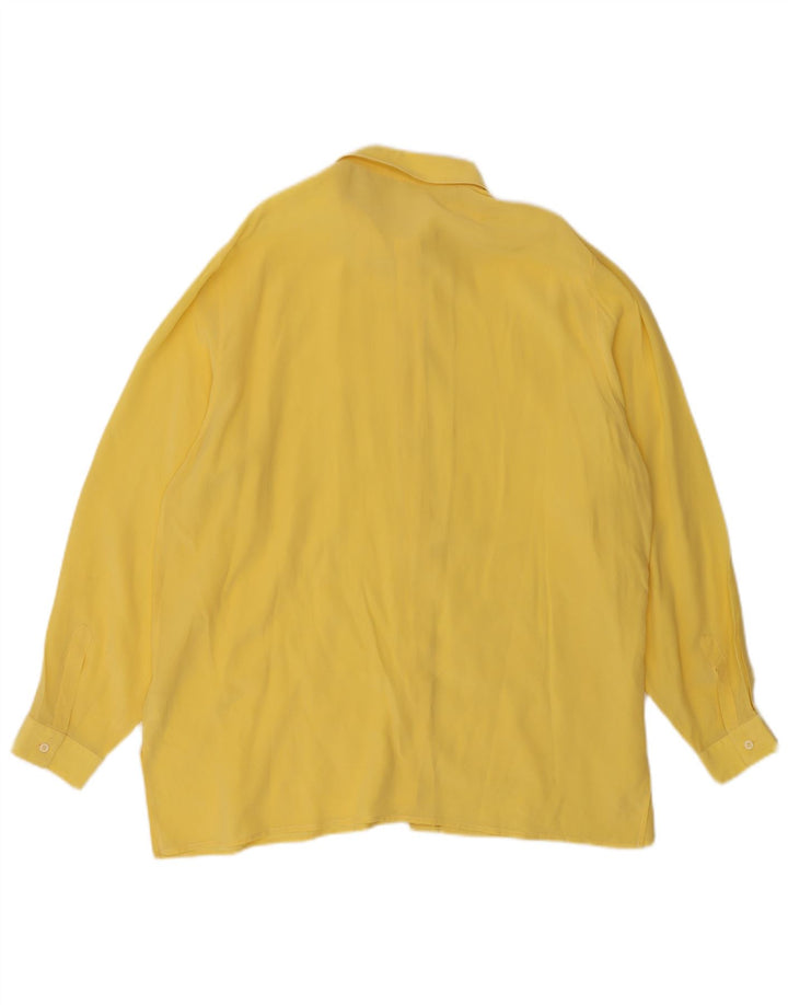 Camicia vintage da donna IT 50 XL in seta gialla