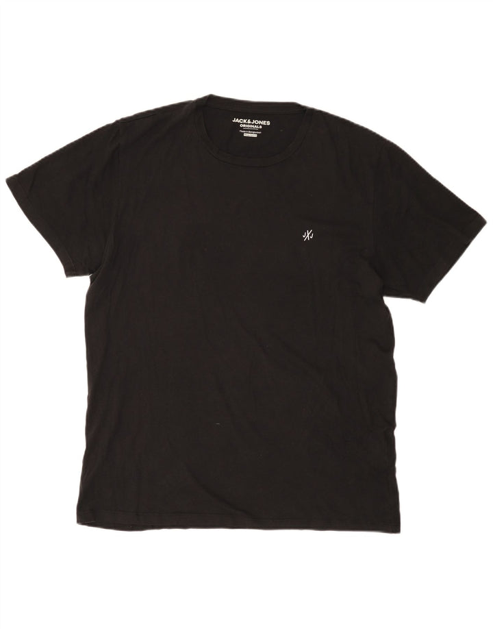 Jack & Jones T-shirt da uomo vestibilità regolare top grande in cotone nero