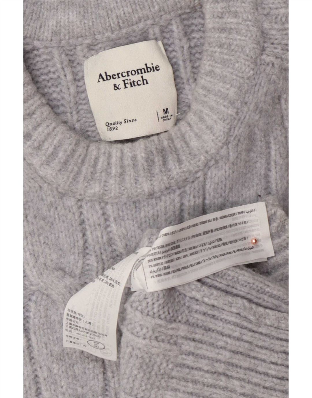 Maglione maglione girocollo da donna Abercrombie & Fitch UK 14 Grigio medio