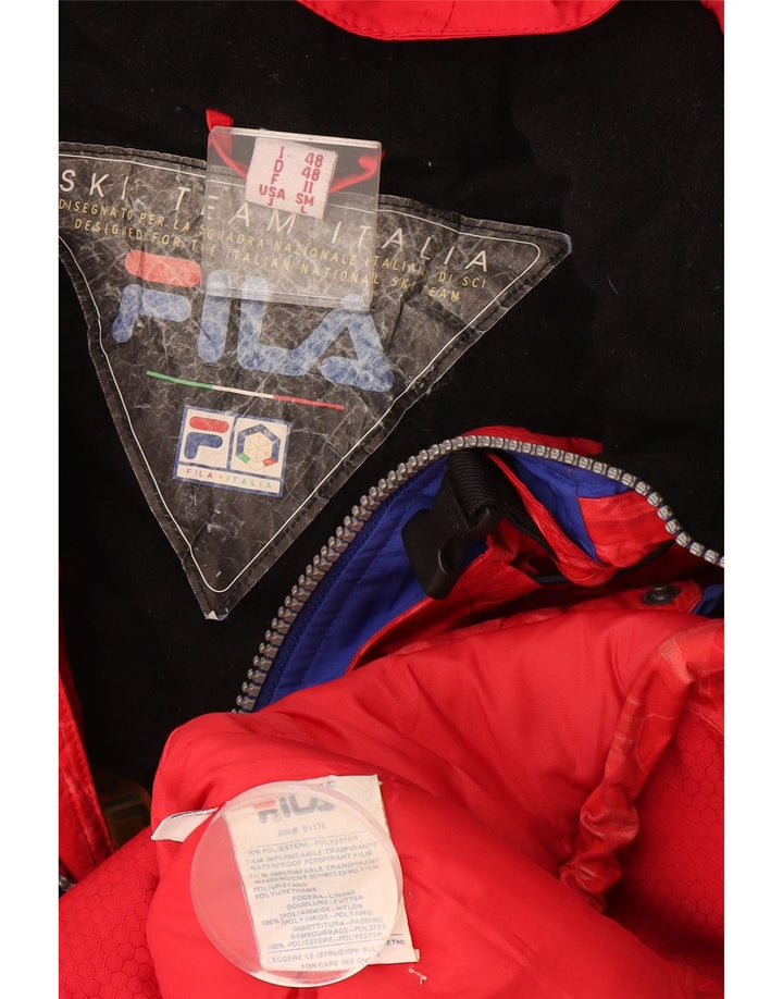 Giacca da sci con cappuccio grafico da uomo Fila IT 48 XL Poliestere geometrico rosso