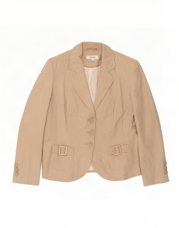 Giacca blazer a 3 bottoni Marks & Spencer da donna UK 12 Lino beige medio