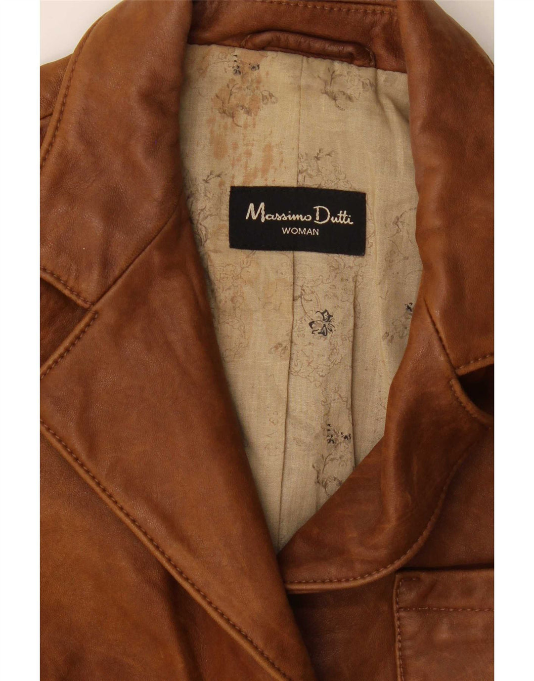 Giacca blazer in pelle da donna a 3 bottoni Massimo Dutti UK 8 piccola marrone