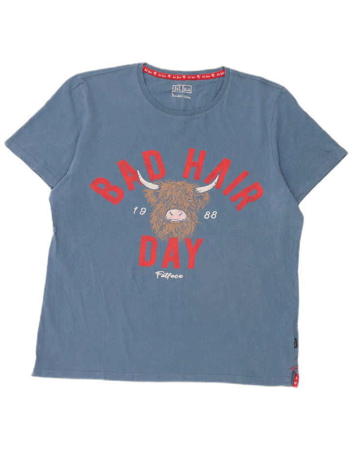 T-shirt grafica da uomo Fat Face Top grande in cotone blu